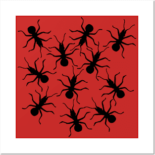 Swarm of Crawling Big Black Ants Posters and Art